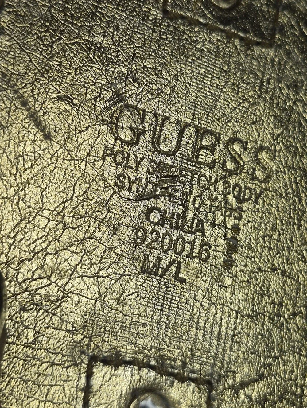GUESS Black Croc-Embossed Belt with Gold Plaques and Studs